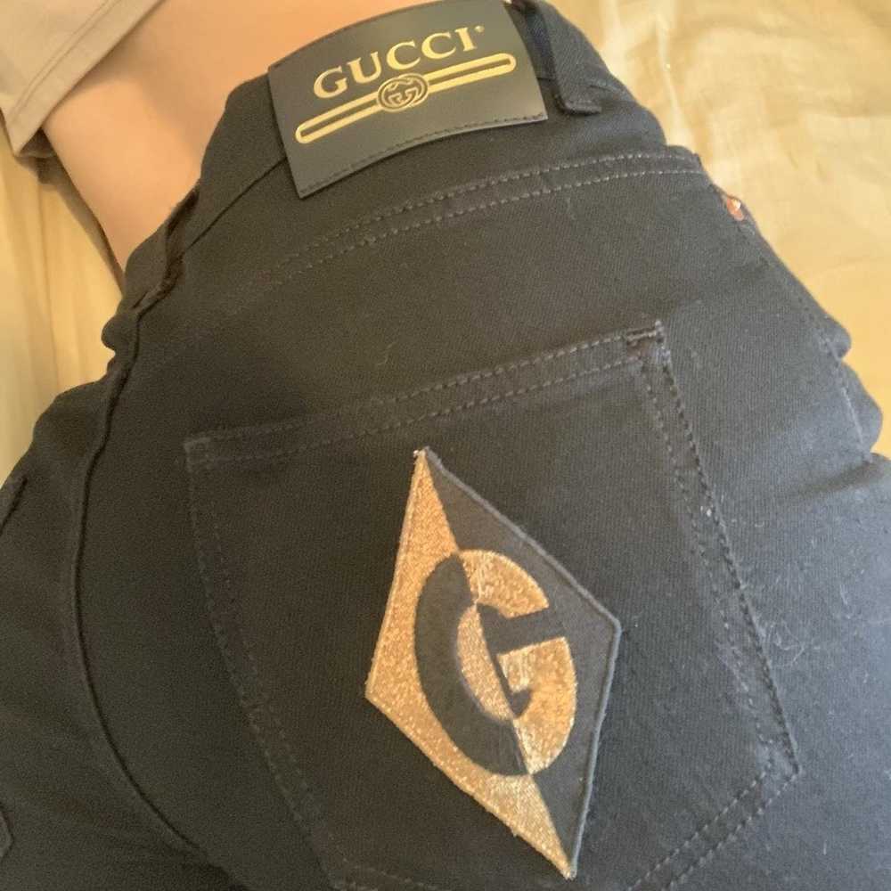 Gucci Gucci skinny jeans with gold logo patch - image 4