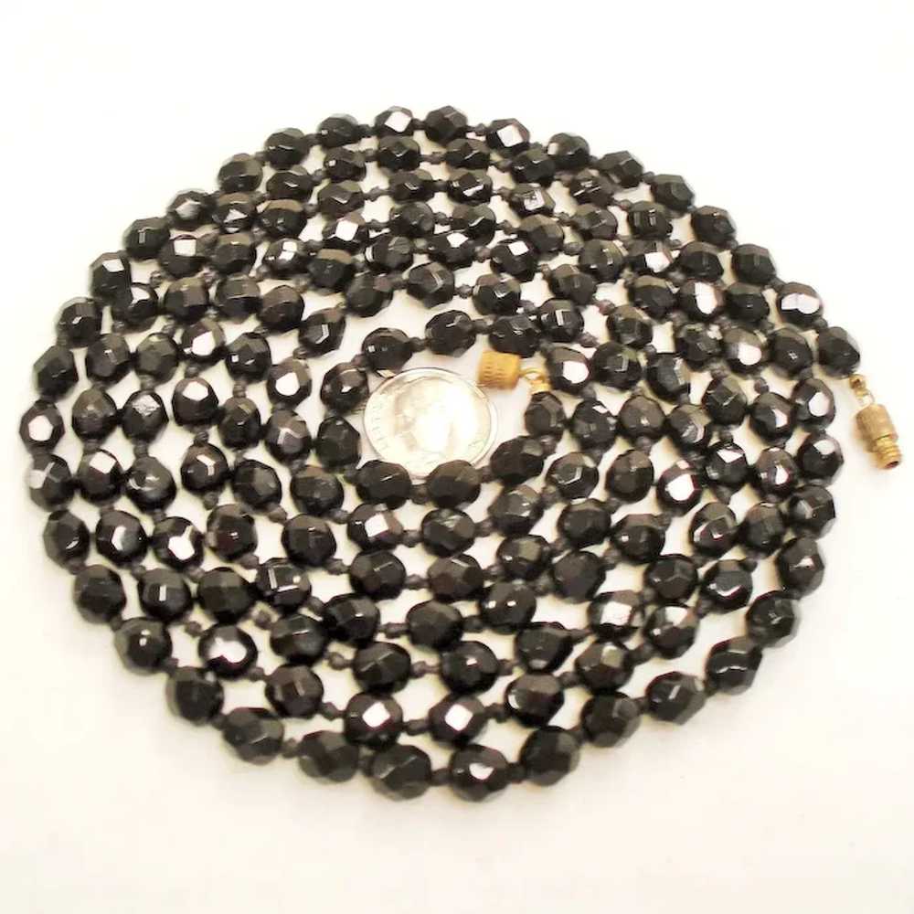 Vintage French Jet Faceted Bead Extra Long Flappe… - image 2