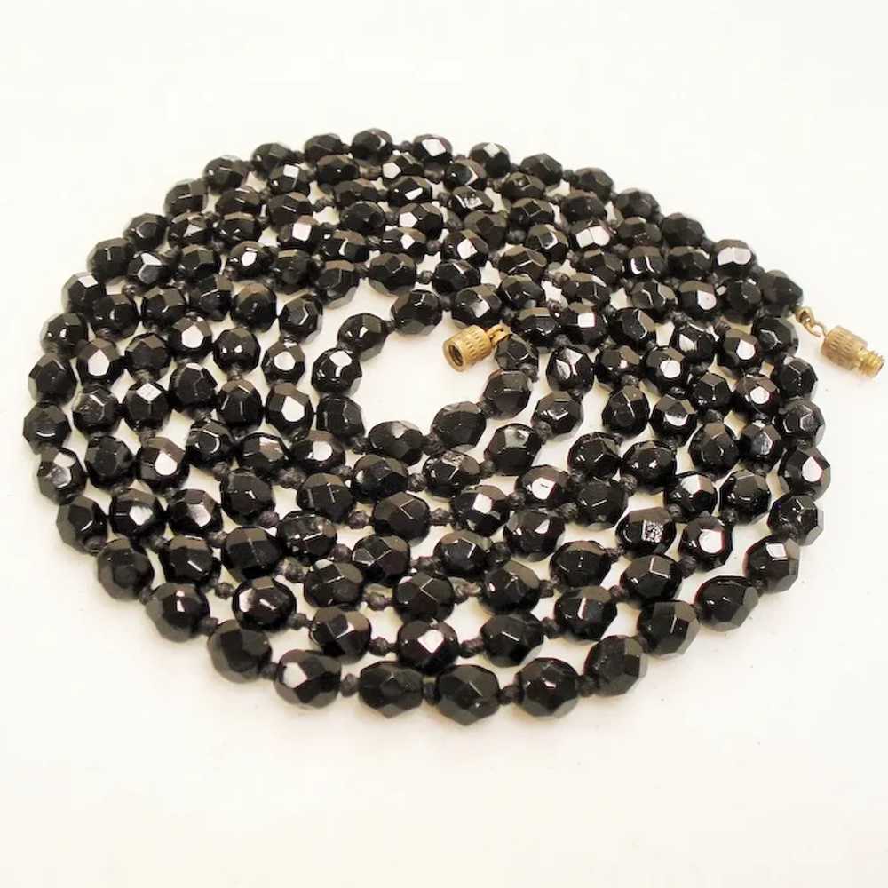 Vintage French Jet Faceted Bead Extra Long Flappe… - image 4
