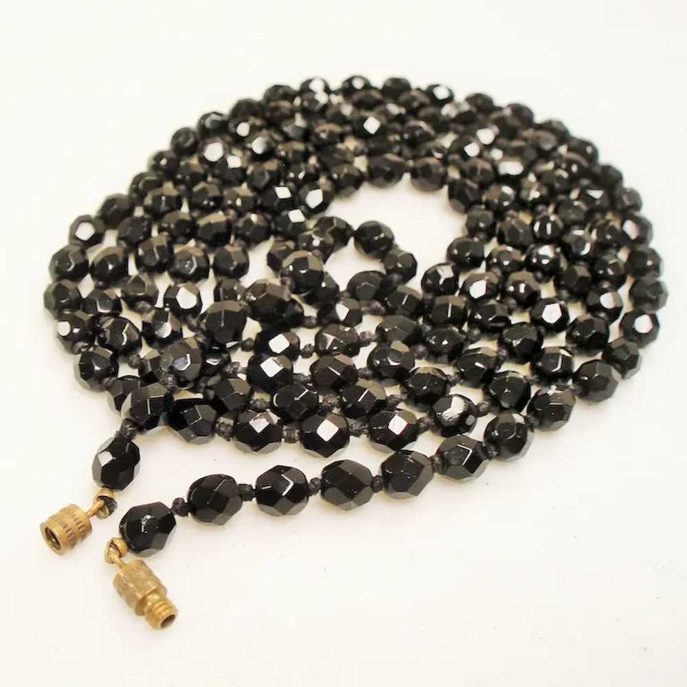 Vintage French Jet Faceted Bead Extra Long Flappe… - image 9