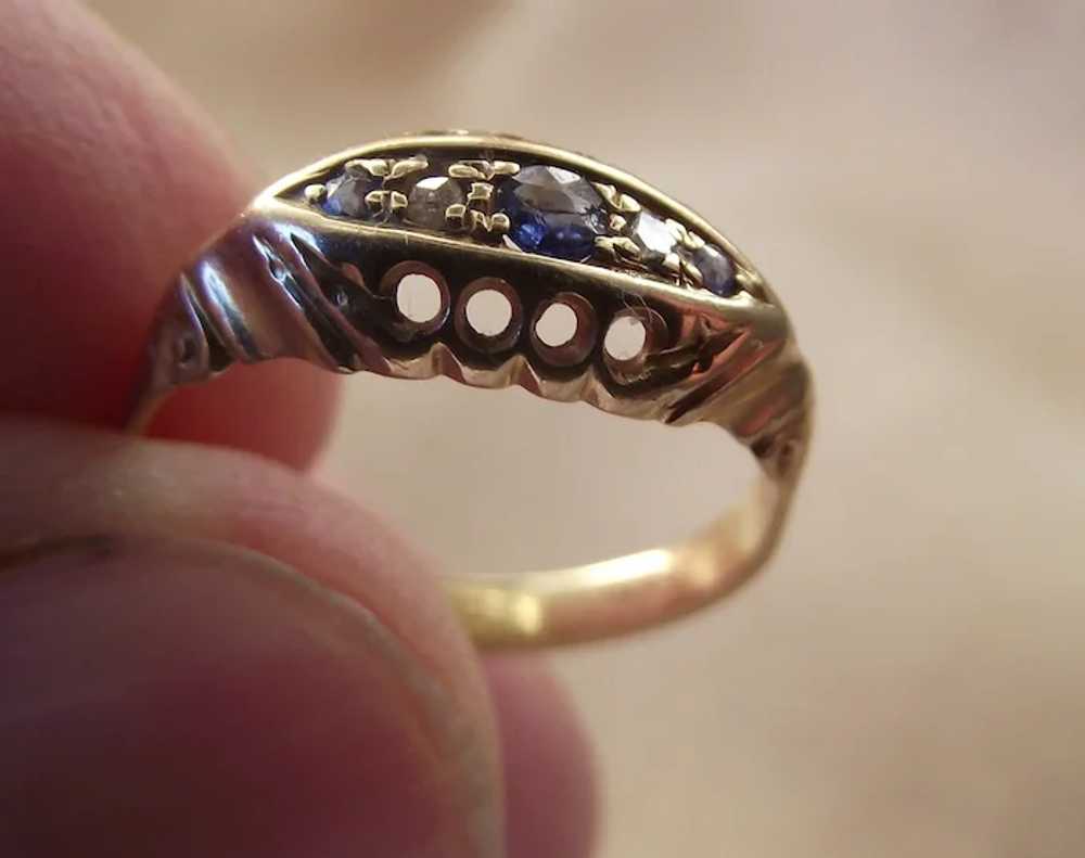Antique 18ct Sapphire and Diamond Ring - image 3