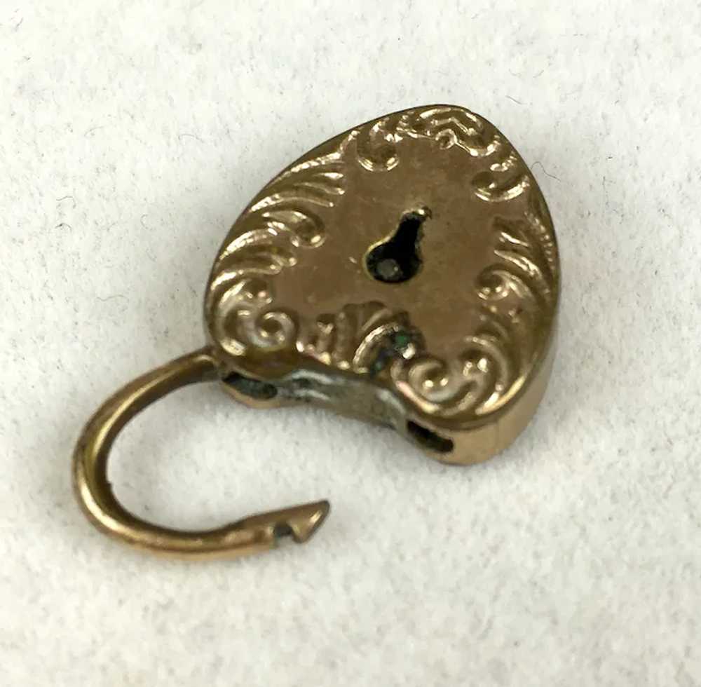 Petite Vintage Gold Heart Lock - image 2