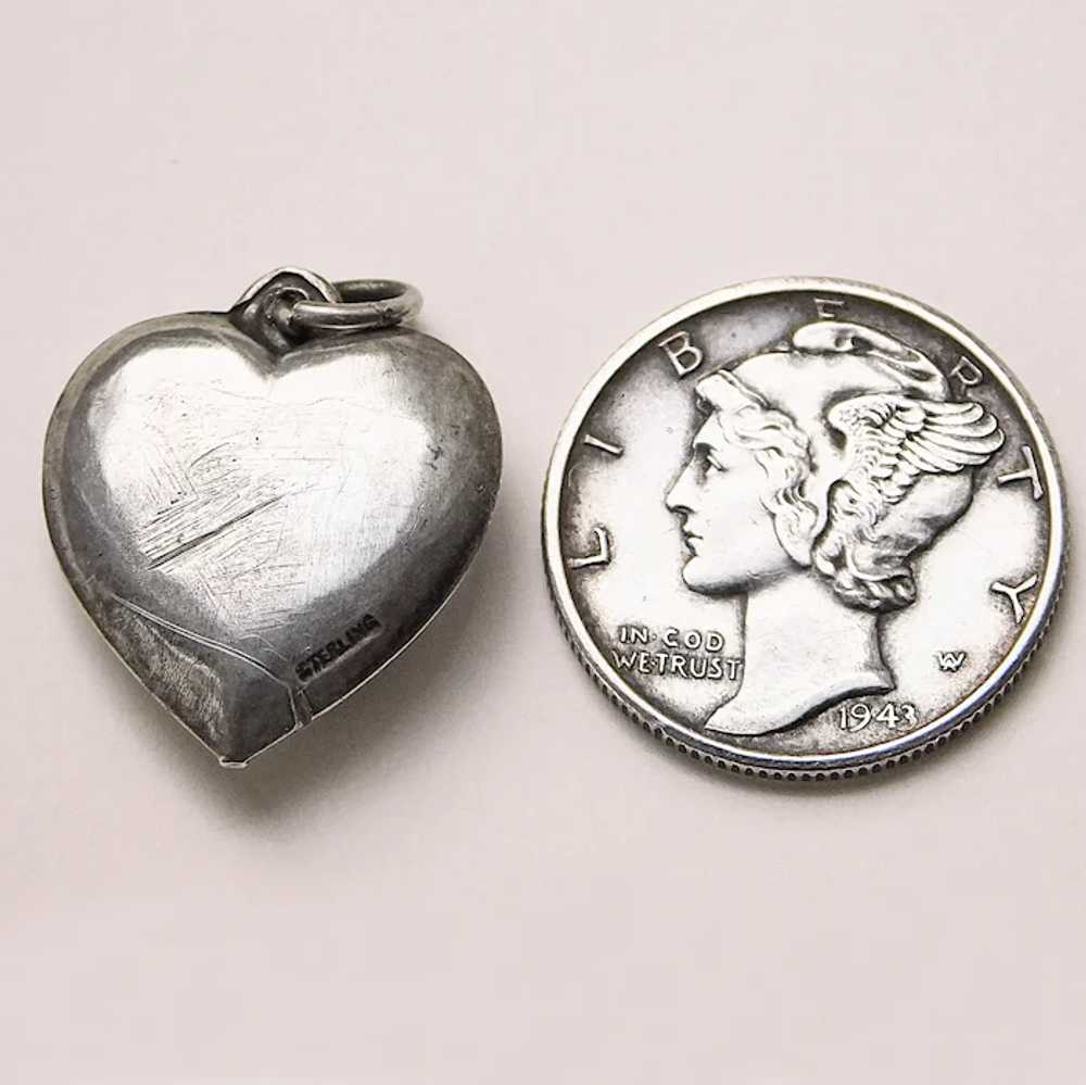 WWII Sterling ARMY AIR CORP Wings Puffy Heart Cha… - image 2