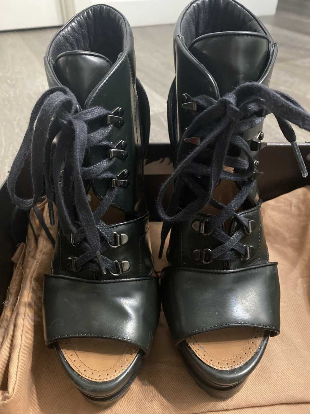 Alaia Alaia dark green lace up heel - image 1