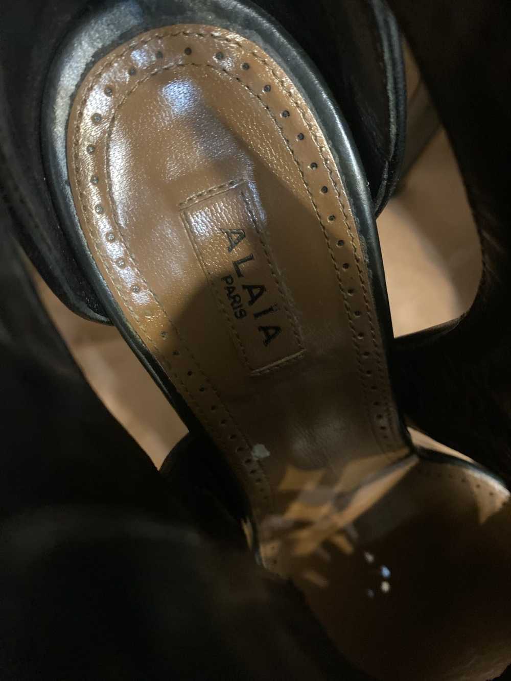 Alaia Alaia dark green lace up heel - image 7