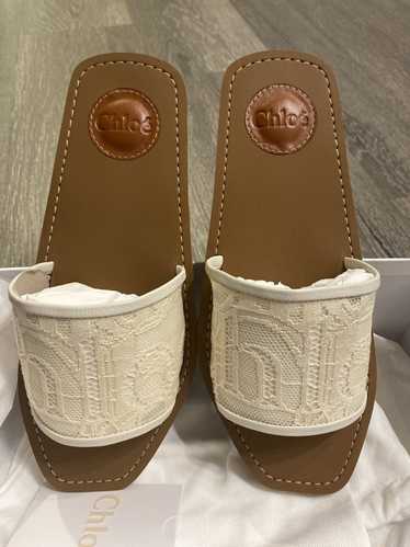 Chloe Chloe White lace Woody flat Slides