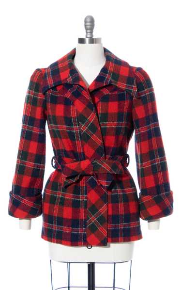 NEW ARRIVAL || 1940s Plaid Wool Belted Jacket | x-