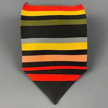Other GENE MEYER MultiColor Black Stripe Silk Tie