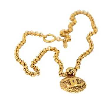 Chanel CC Coin Logo Chain Pendant 18k Plated Neck… - image 1