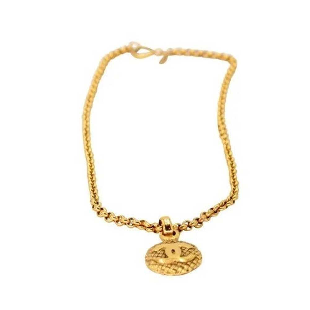 Chanel CC Coin Logo Chain Pendant 18k Plated Neck… - image 2