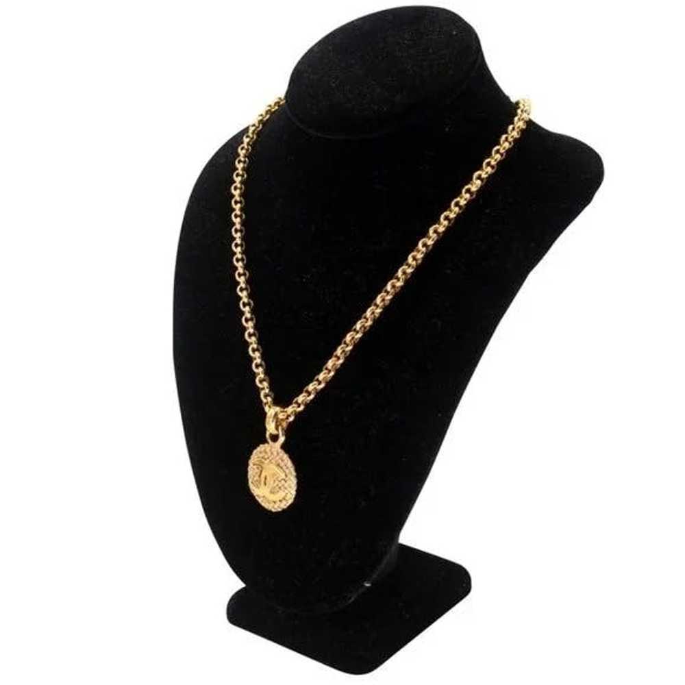Chanel CC Coin Logo Chain Pendant 18k Plated Neck… - image 4