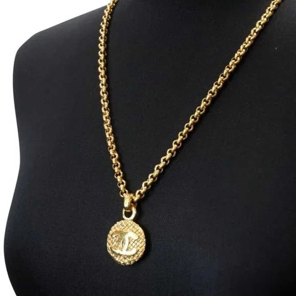 Chanel CC Coin Logo Chain Pendant 18k Plated Neck… - image 7