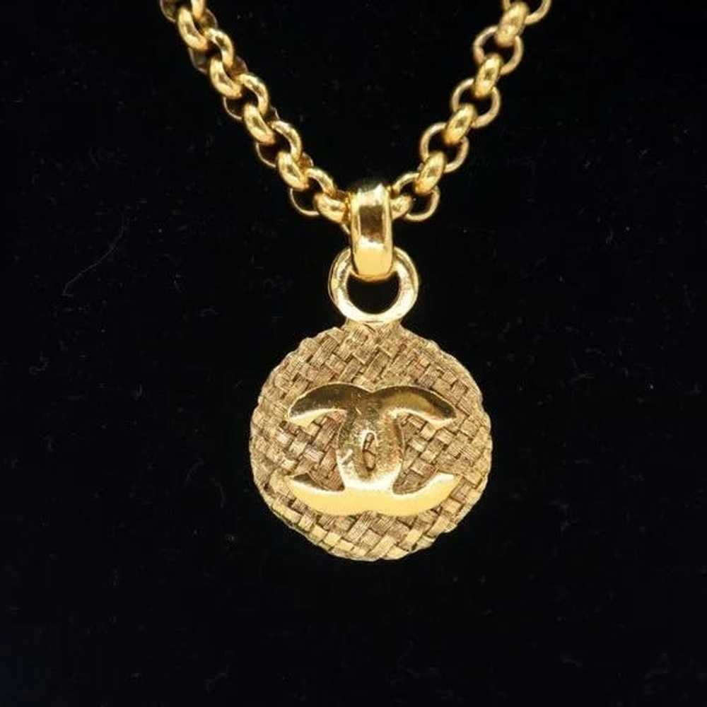 Chanel CC Coin Logo Chain Pendant 18k Plated Neck… - image 8