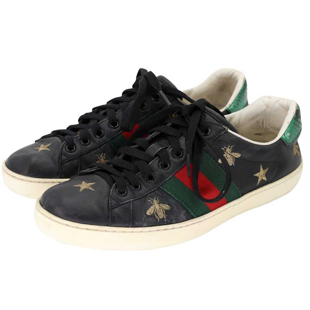 Gucci Bees & Stars 7 Leather Embroidered Sneakers… - image 4