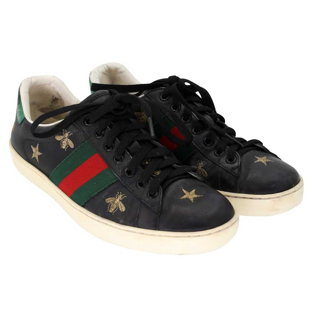 Gucci Bees & Stars 7 Leather Embroidered Sneakers… - image 5