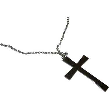 Rhodium Plated Sterling Silver Large Cross Pendant