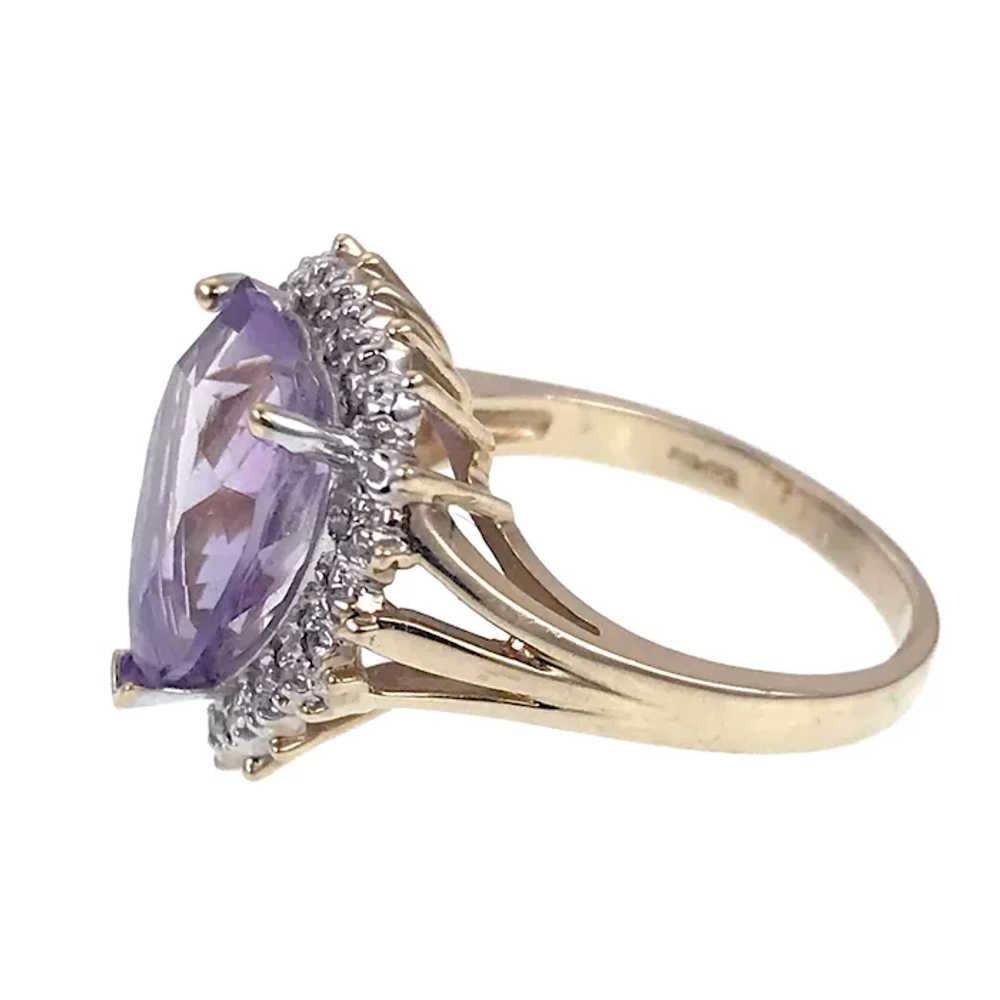 Charming Vintage 10K, Amethyst & Diamond Heart Ri… - image 4