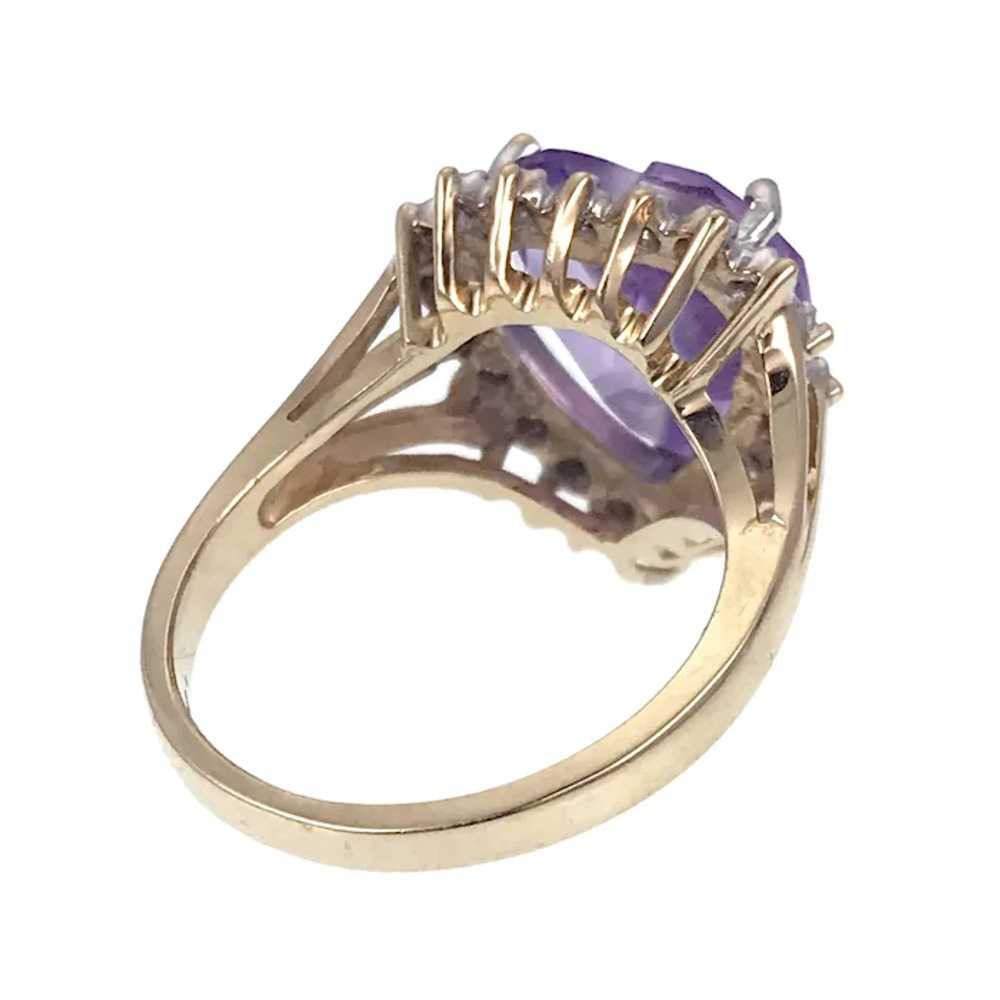 Charming Vintage 10K, Amethyst & Diamond Heart Ri… - image 6