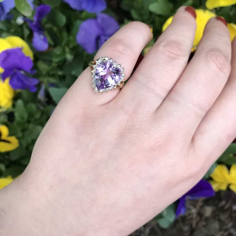 Charming Vintage 10K, Amethyst & Diamond Heart Ri… - image 7