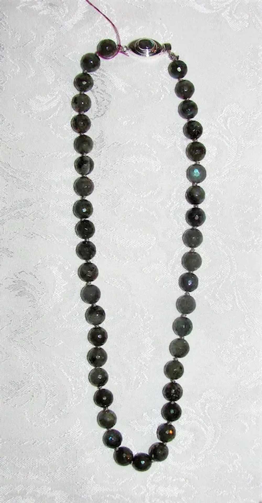Labradorite Bead Necklace with Sterling Silver Cl… - image 2