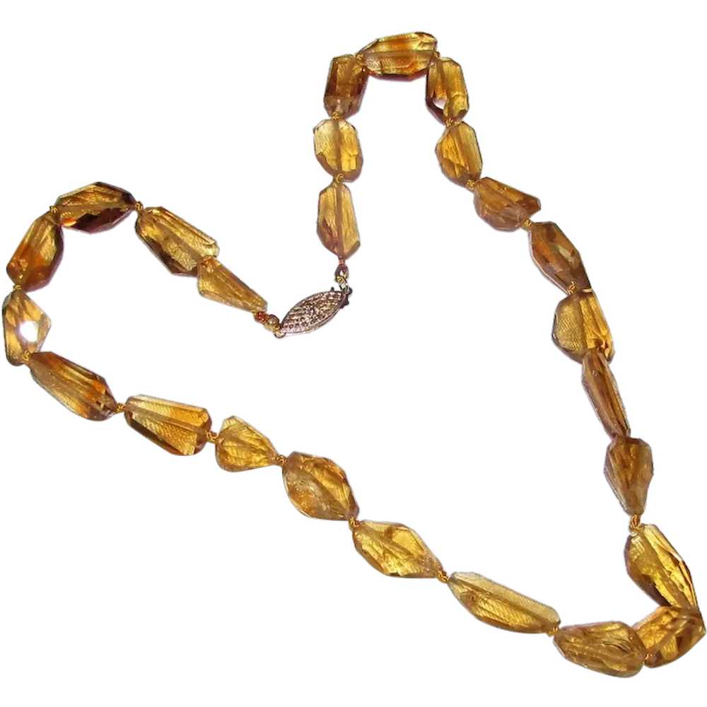 Citrine Bead Necklace with 14K Gold Clasp - image 1