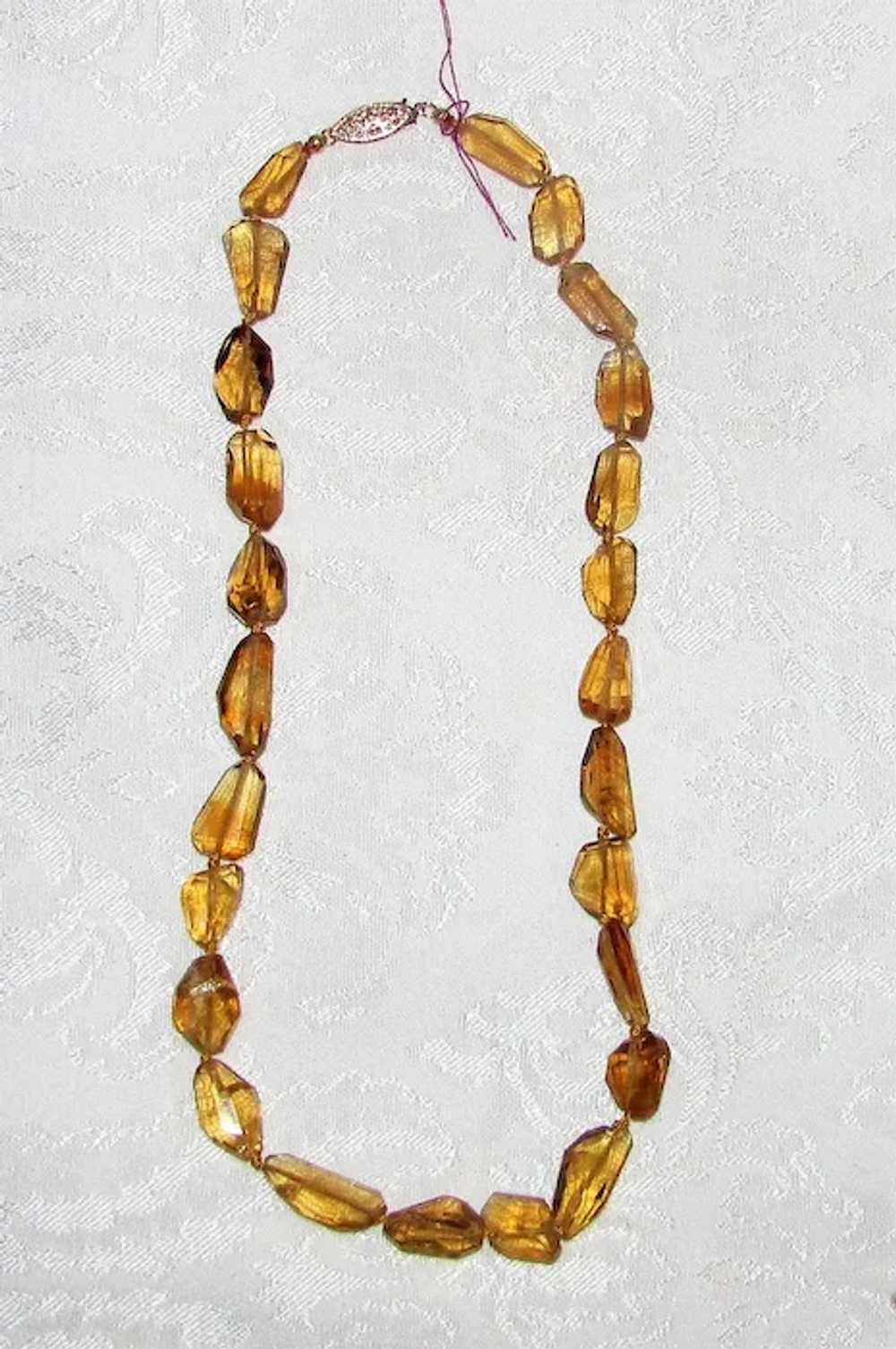 Citrine Bead Necklace with 14K Gold Clasp - image 2