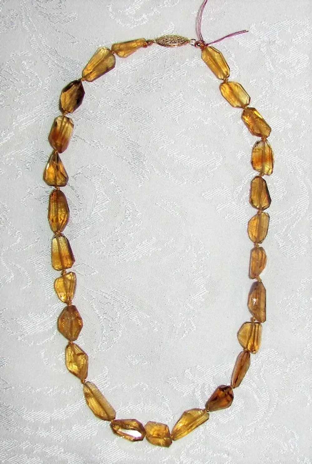 Citrine Bead Necklace with 14K Gold Clasp - image 3