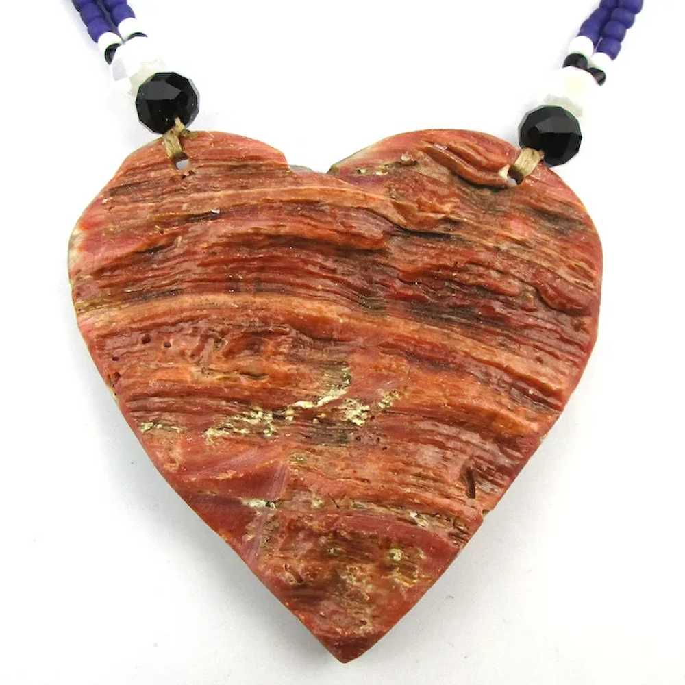 Amazing Big Abalone Shell HEART Necklace Crystal … - image 4