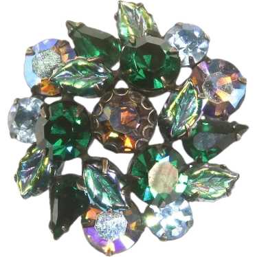 Regency Green Iridized Leaf and Emerald Green Dom… - image 1