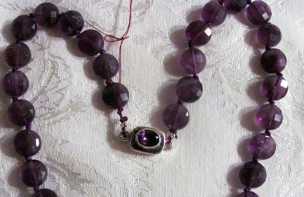 Faceted Amethyst Bead Necklace with Sterling Clasp - image 3