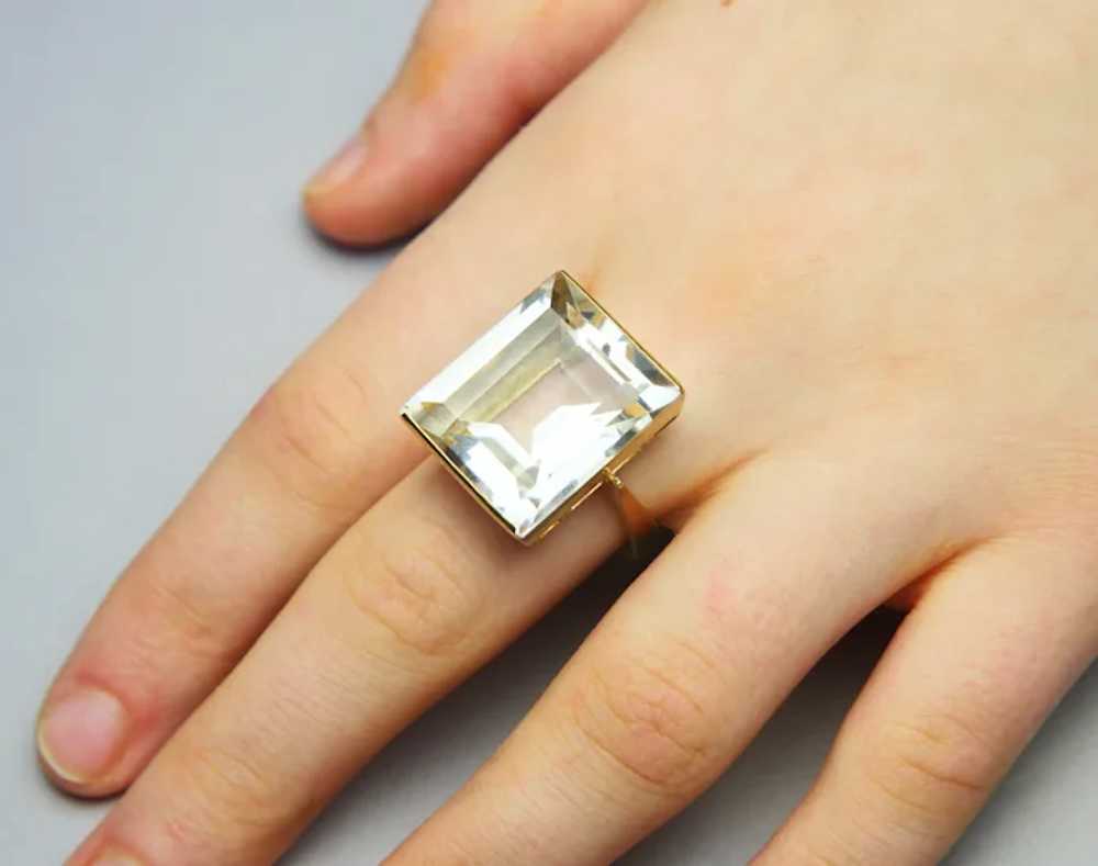 Vintage Retro Ring natural 30ct Rock Crystal / Qu… - image 12