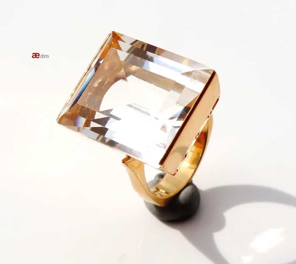 Vintage Retro Ring natural 30ct Rock Crystal / Qu… - image 3