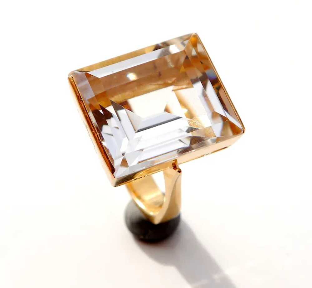 Vintage Retro Ring natural 30ct Rock Crystal / Qu… - image 5