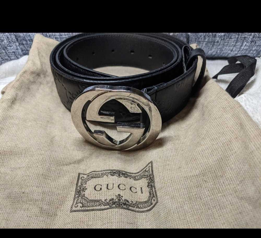 Gucci Gucci Signature Black Leather Belt - image 1