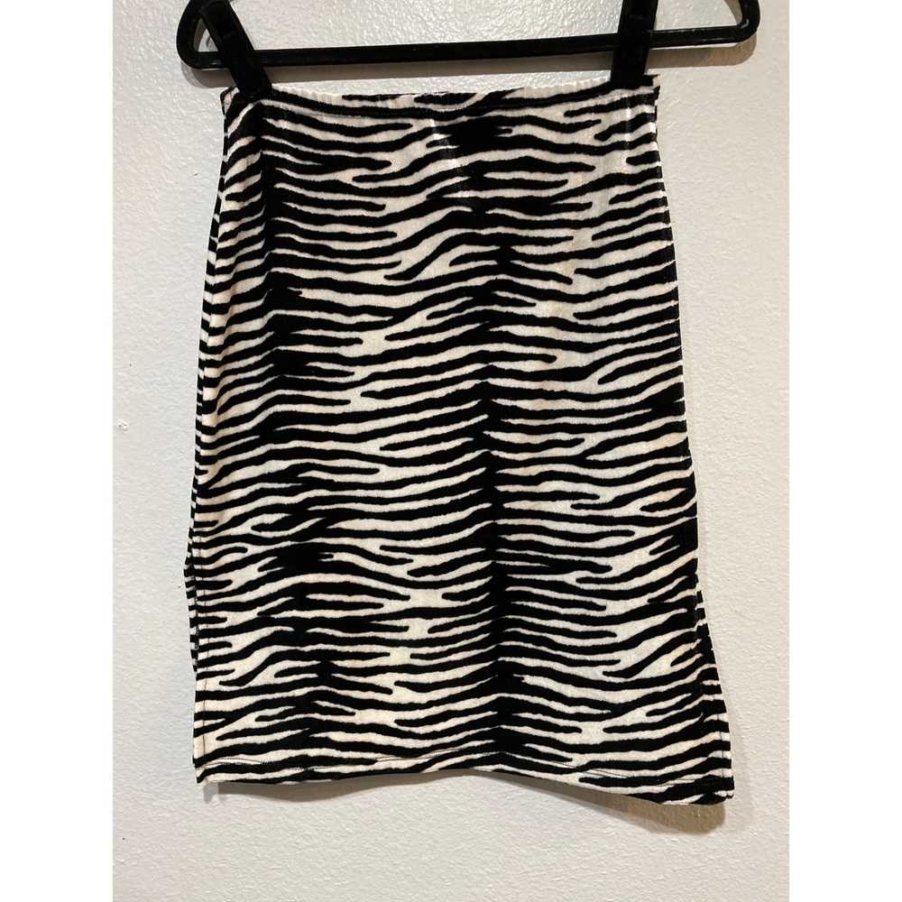 Vintage VTG 90s Zebra Velour Skirt - image 1