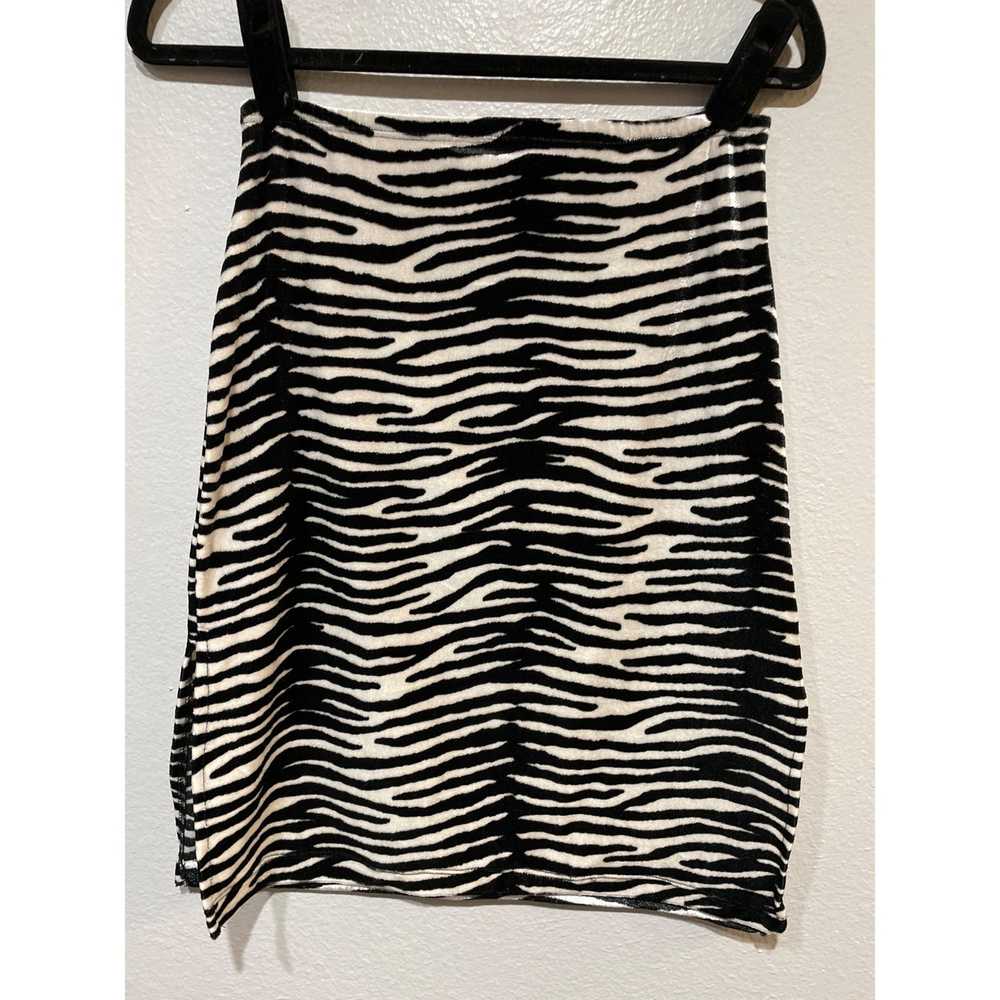 Vintage VTG 90s Zebra Velour Skirt - image 2