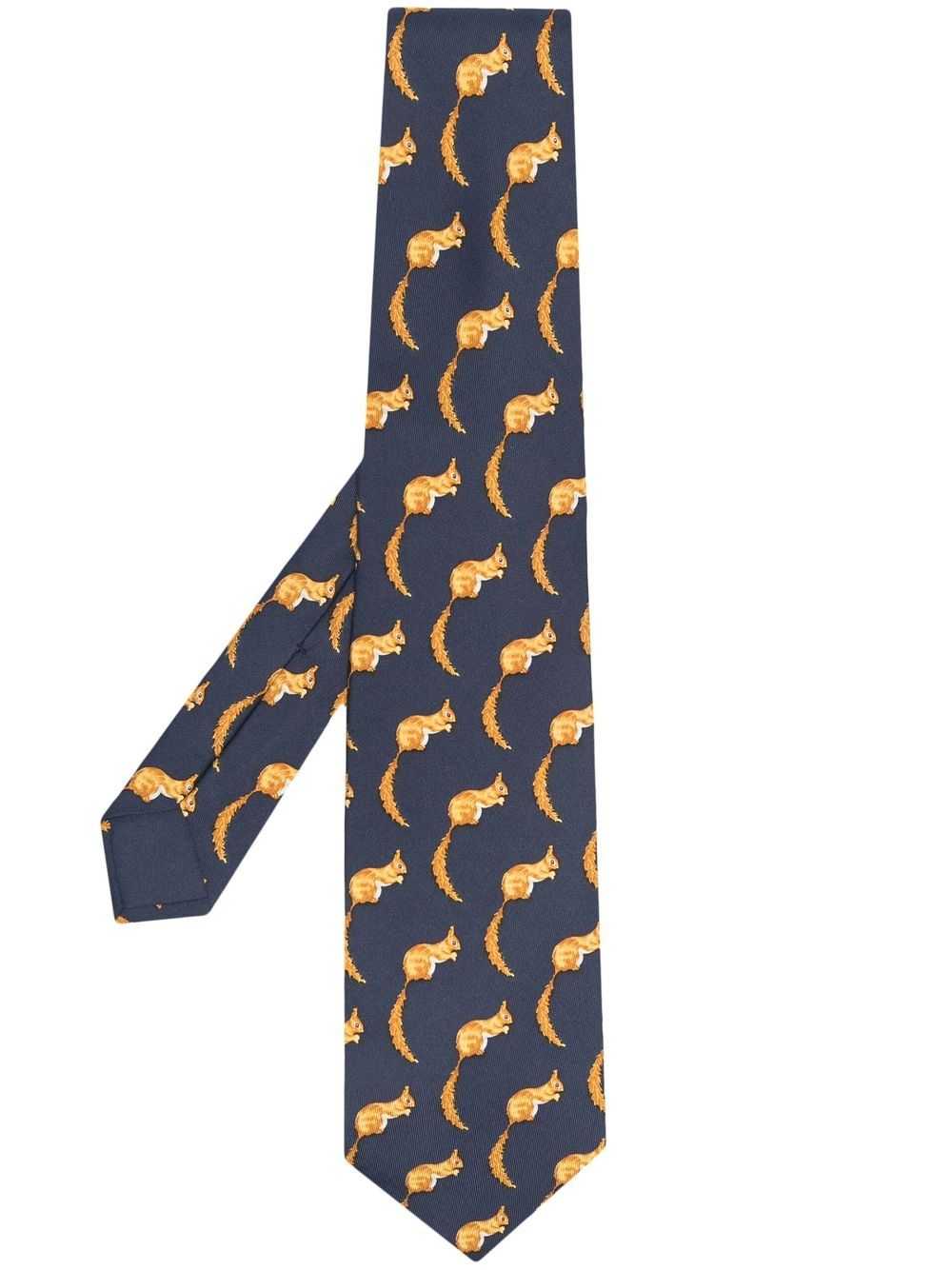Hermès Pre-Owned 2000s squirrel-print silk tie - … - image 1