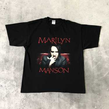 Vintage 00s marilyn manson big image nice design american rock band singer songwritter punk gothic deals horror icon grunge hole promo t-shirts