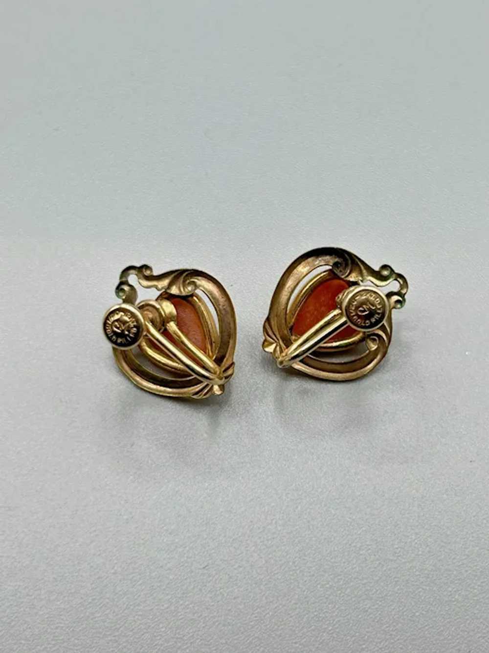 Gold Filled Cameo Earrings Heart Shape Screw Back… - image 6