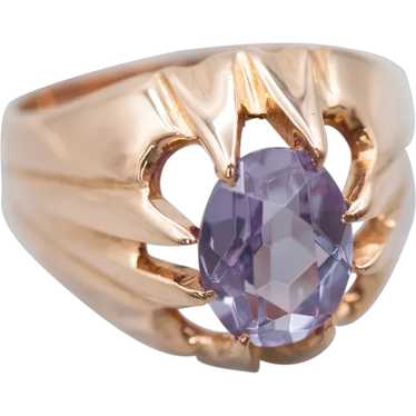 Unisex Synthetic Alexandrite Solitaire Ring