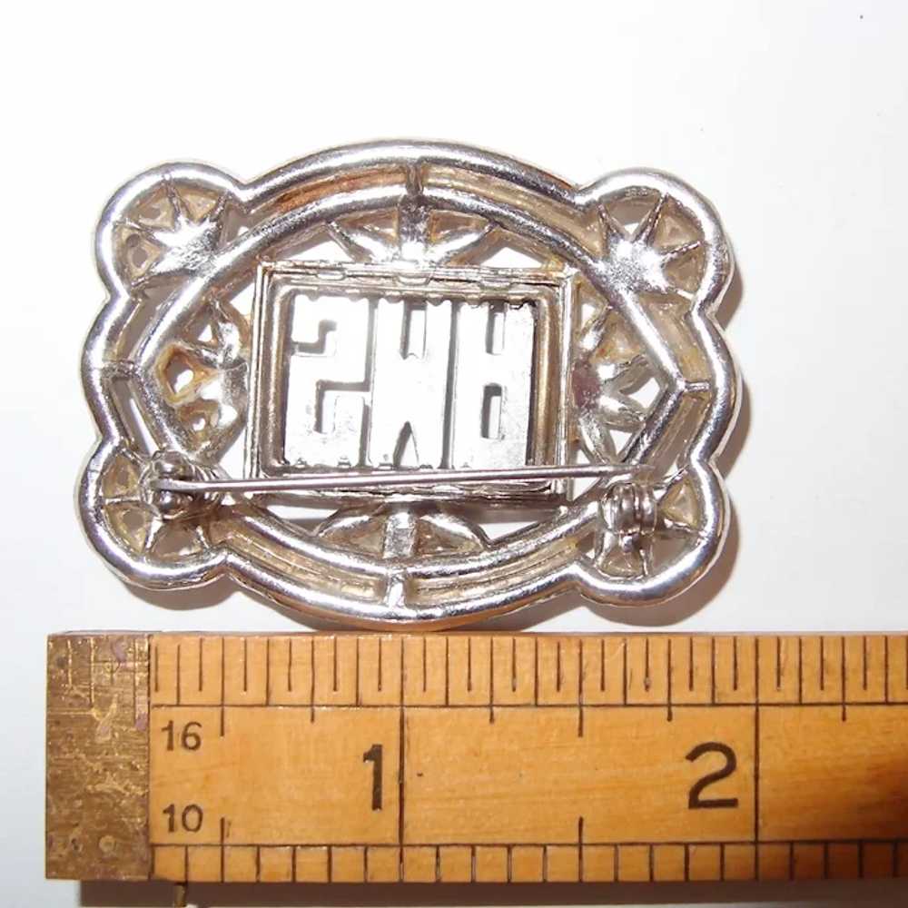 SMA Antique Marcasite Initial Brooch - image 3