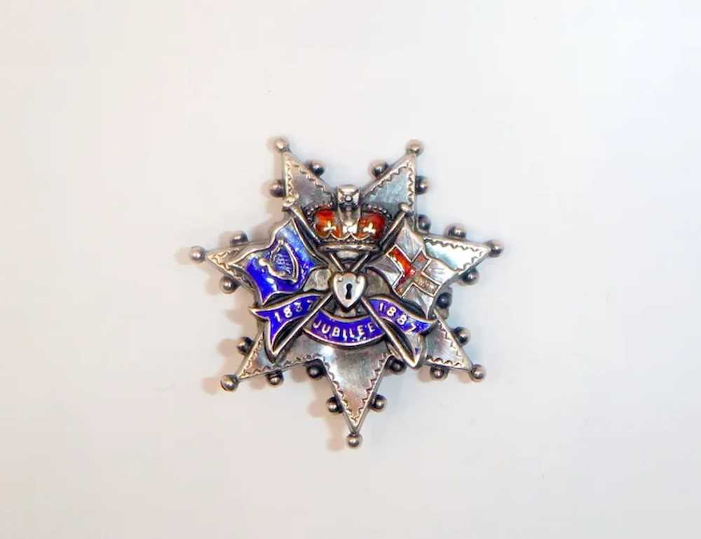 Antique Queen Victoria Jubilee Enameled Pin - image 2