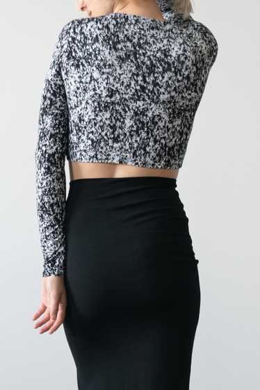 Exclusive Print Crew Neck Long Sleeve Crop