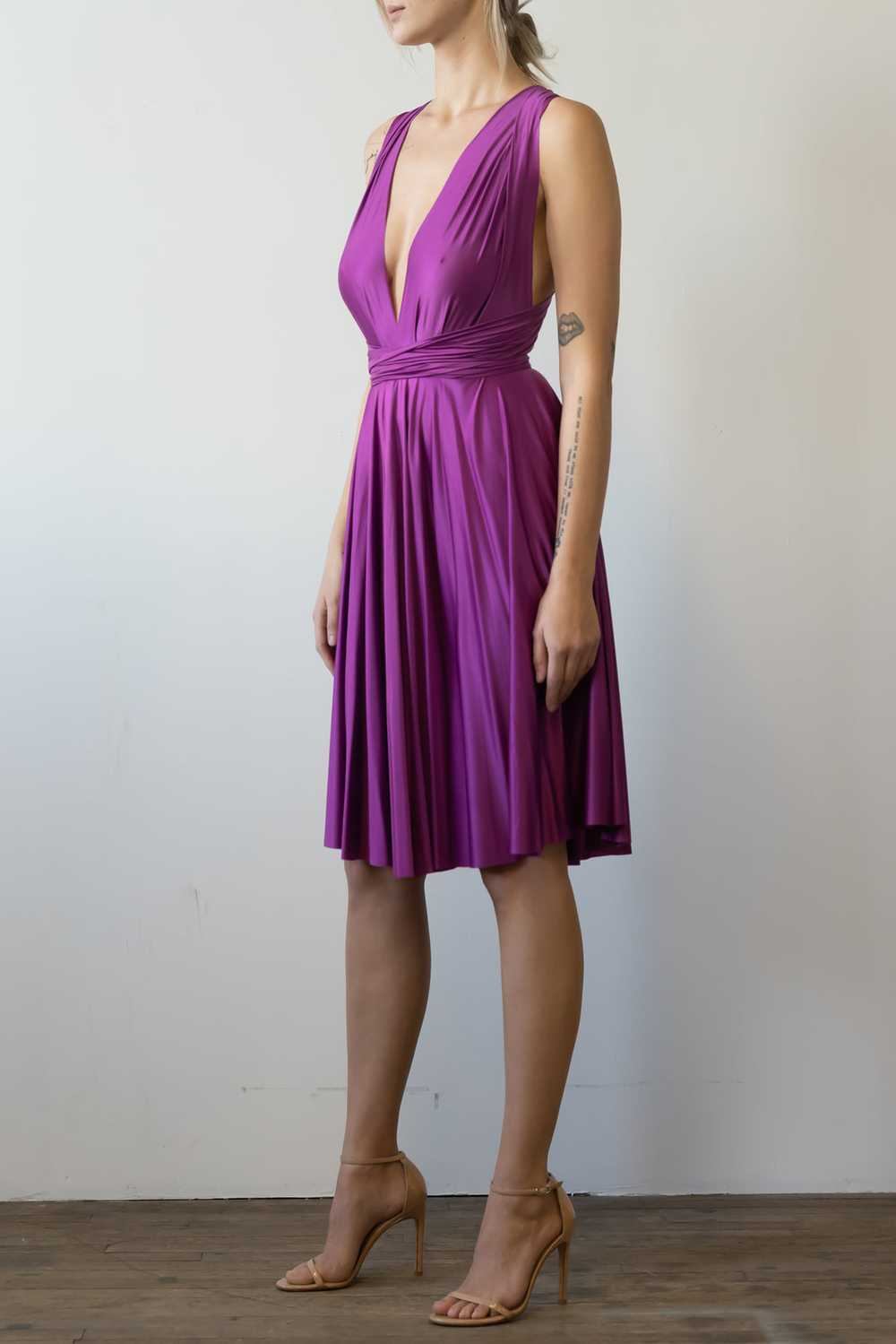 Exclusive Satin Wrap Circle Dress - image 2