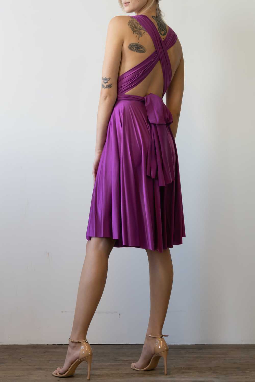 Exclusive Satin Wrap Circle Dress - image 3