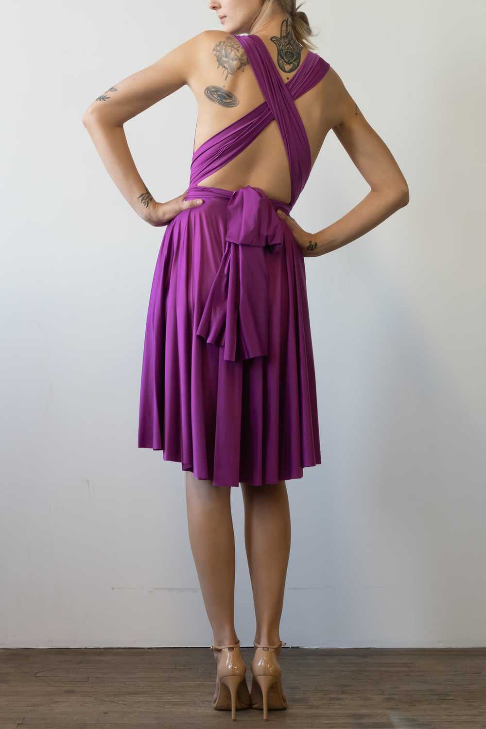 Exclusive Satin Wrap Circle Dress - image 4