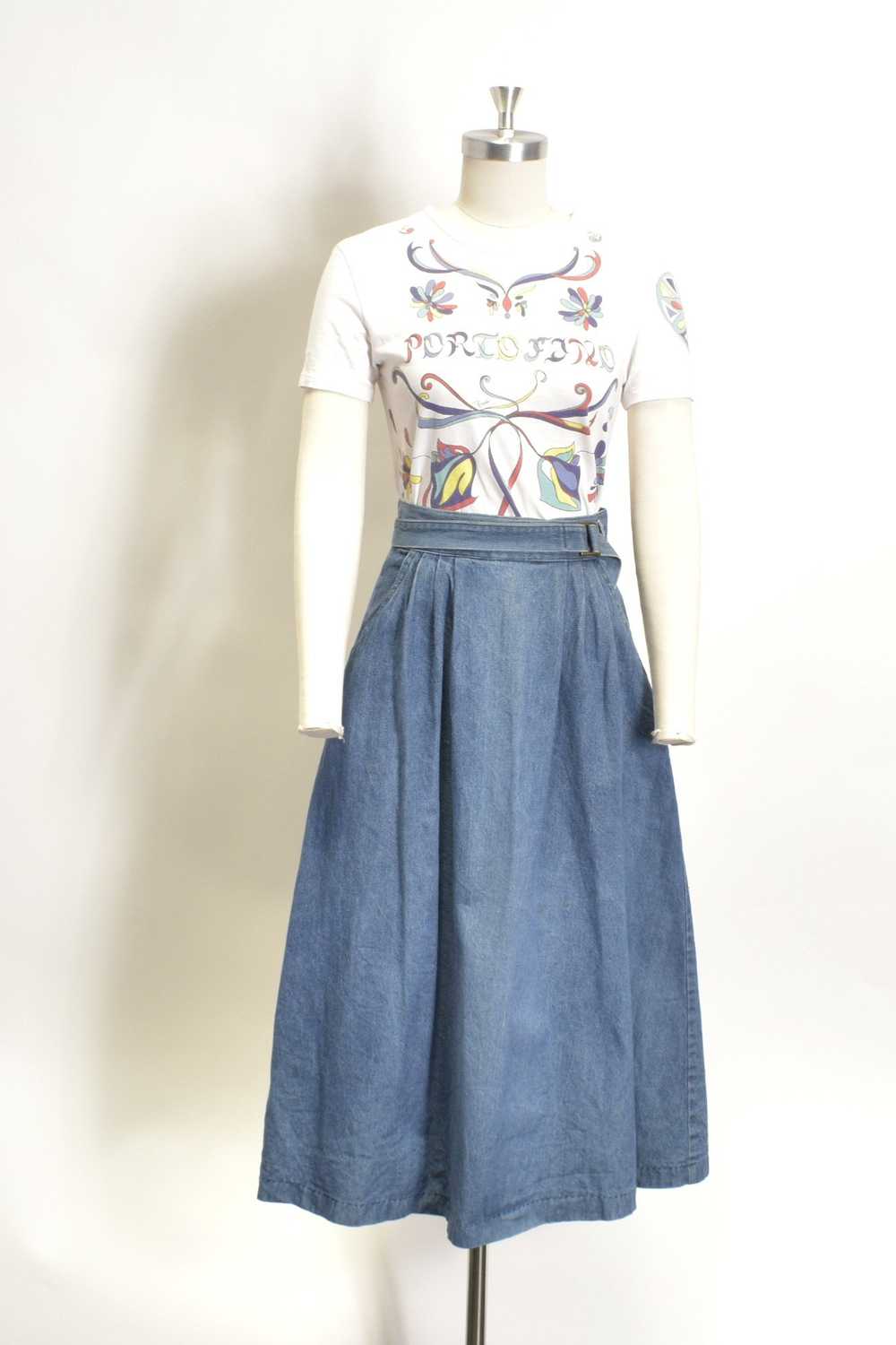 1980s Wool and Leather Skirt-small - image 10