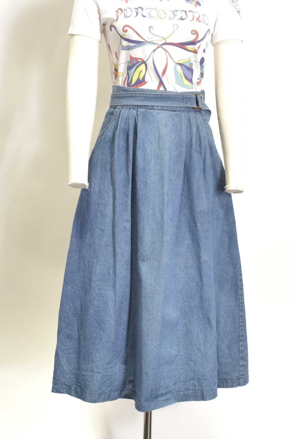 1980s Wool and Leather Skirt-small - image 11