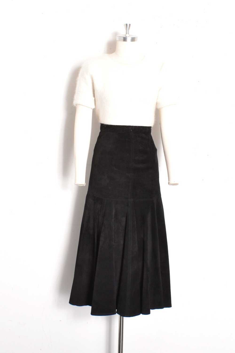 1980s Wool and Leather Skirt-small - image 12