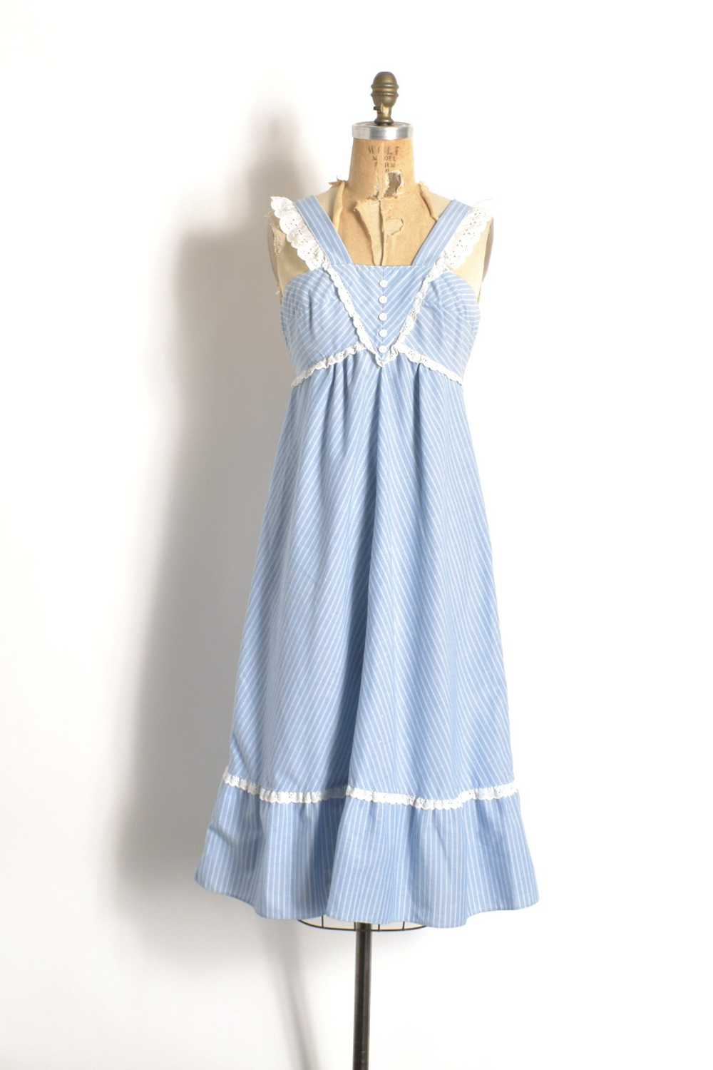 1970s Paisley Flutter Sleeve Dress-S/M - image 10